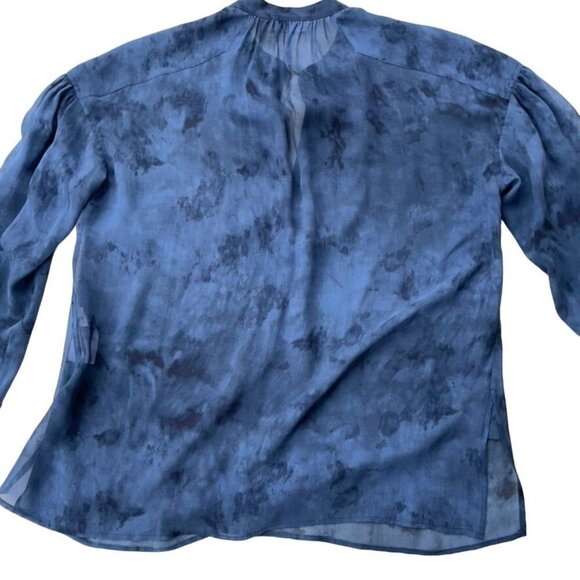 Vince SIZE XS Oversized Fog Blue 100% Silk Washable Sheer Tunic Blouse - Picture 3 of 10